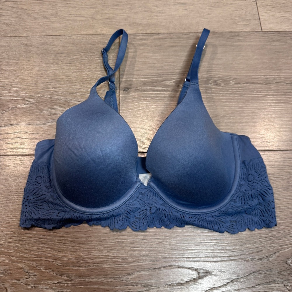 Aerie Real Sunnie Full Coverage Lace Bra Blue 36B Underwire Lightly Lined